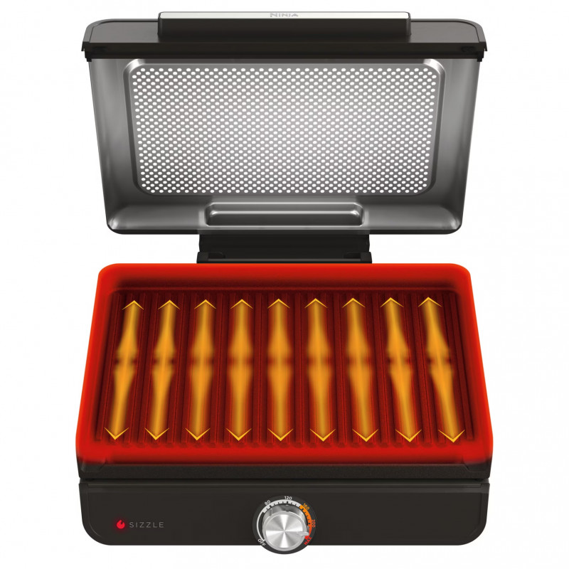 Електрическа скара Ninja GR101EU, 1450W, 28х37 см, Бързо загряване, 60-260C, 2 Плочи, Черен