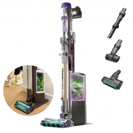 Вертикална прахосмукачка Shark IP3251EUT, 380W, 0.7 л, PowerDetect, Чупещо се рамо, Автономия 70 минути, Сив/Лилав