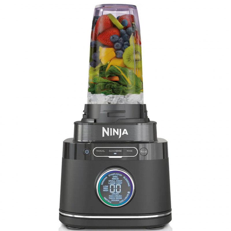 Блендер 3в1 Ninja TB401EU, 1200W, 2.1 л, 10 скорости + режими, Таймер, LED, BlendSense технология, Без BPA, Черен