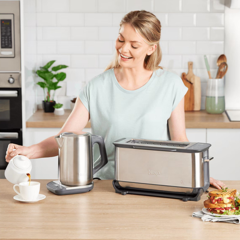 Тостер 3в1 Ninja ST202EU, 2400W, 7 програми, Температурен контрол, Грил, Размразяване, Претопляне, Хоризонтална работа, Сребрист