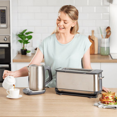 Тостер 3в1 Ninja ST202EU, 2400W, 7 програми, Температурен контрол, Грил, Размразяване, Претопляне, Хоризонтална работа, Сребрист