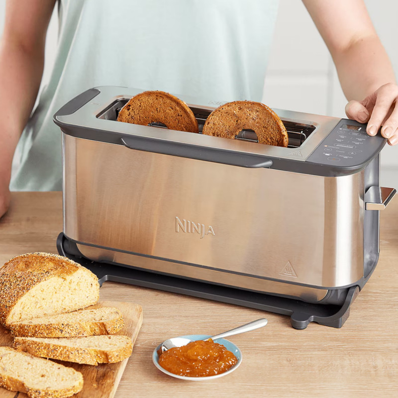 Тостер 3в1 Ninja ST202EU, 2400W, 7 програми, Температурен контрол, Грил, Размразяване, Претопляне, Хоризонтална работа, Сребрист