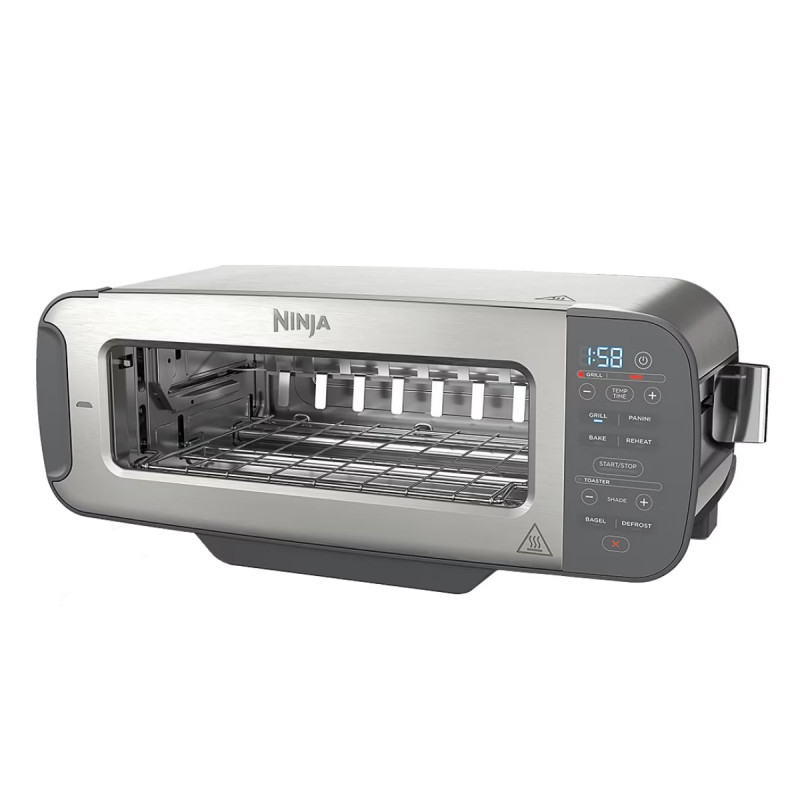 Тостер 3в1 Ninja ST202EU, 2400W, 7 програми, Температурен контрол, Грил, Размразяване, Претопляне, Хоризонтална работа, Сребрист