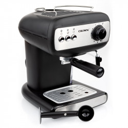 Еспресо машина Crown CEM-1525, 850W, 15 bar, 1.2 л, Подгряване на чаши, Пара, Подвижен резервоар, Крема диск, Черен