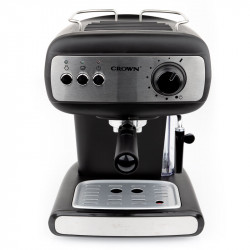Еспресо машина Crown CEM-1525, 850W, 15 bar, 1.2 л, Подгряване на чаши, Пара, Подвижен резервоар, Крема диск, Черен