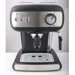 Еспресо машина Crown CEM-1525, 850W, 15 bar, 1.2 л, Подгряване на чаши, Пара, Подвижен резервоар, Крема диск, Черен