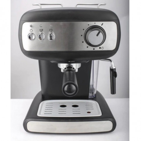 Еспресо машина Crown CEM-1525, 850W, 15 bar, 1.2 л, Подгряване на чаши, Пара, Подвижен резервоар, Крема диск, Черен