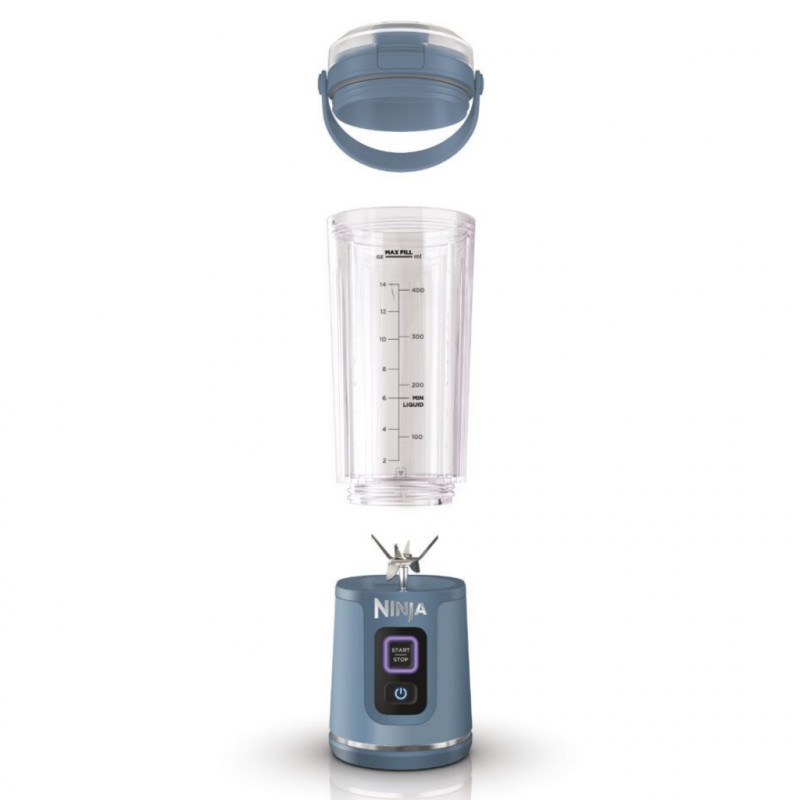 Преносим блендер Ninja Blast BC151EUNV, 7.4W, 530 мл, Стоманен нож с 6 остриета, Трошене на лед, До 10 цикъла, Без BPA, USB-C, Син