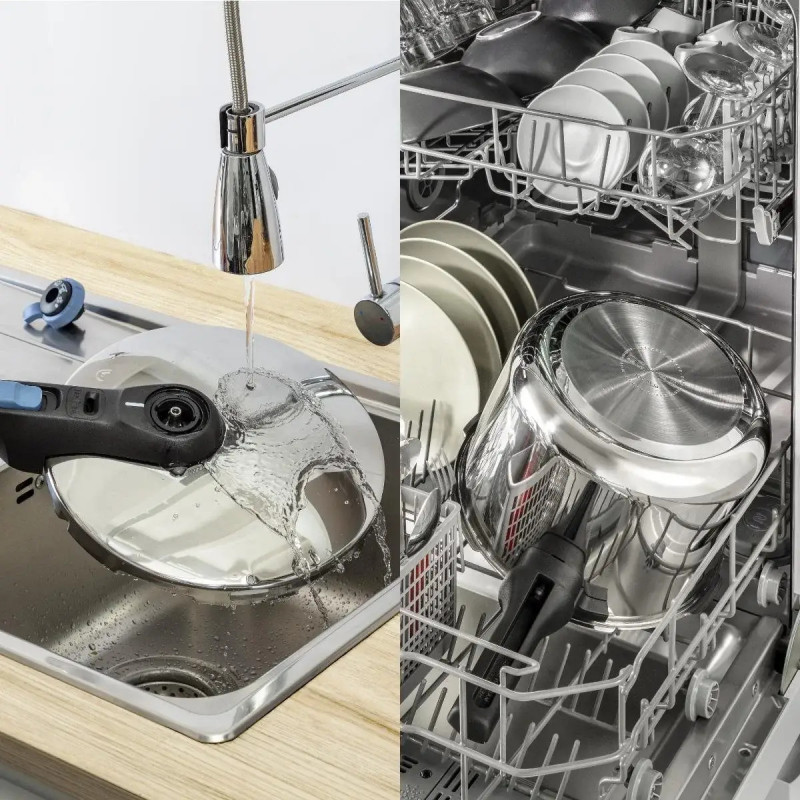 Тенджера под налягане Tefal P2584301, 4/6 л, 2 режима за зеленчуци и месо, 5точкова система за безопасност, Трислойно дъно, Индукция, Хром