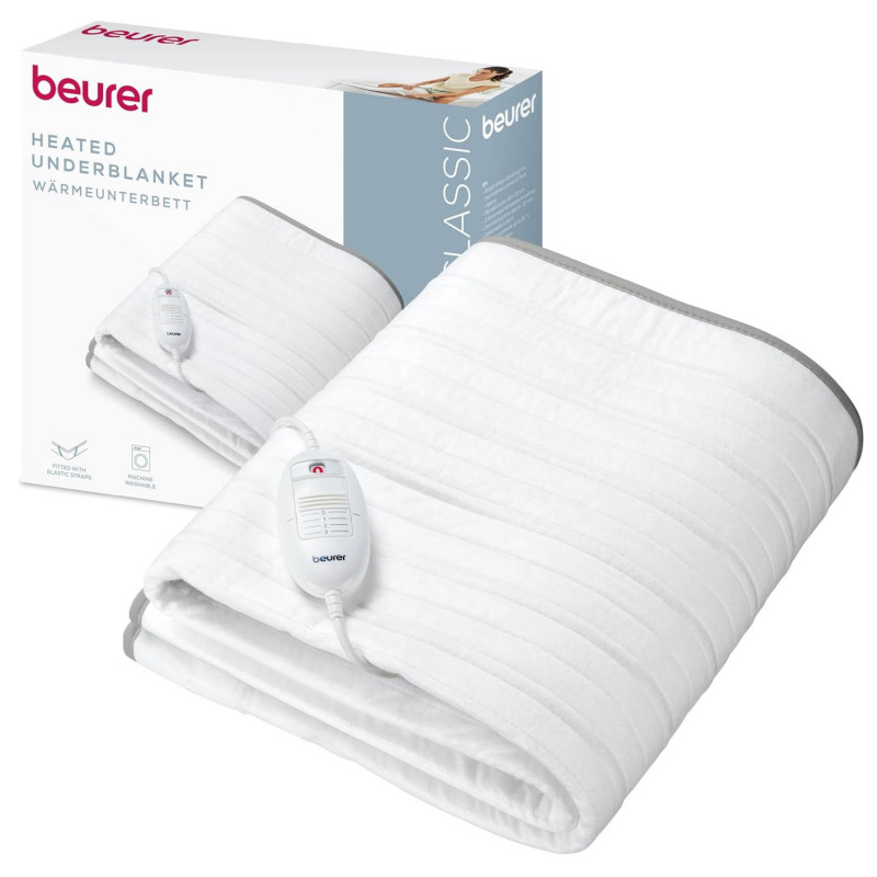 Електрическа загряваща подложка за матрак Beurer TS 17, 100W, 3 темп. нива, 150x80cm, Дистанционно, Дишаща, Бял