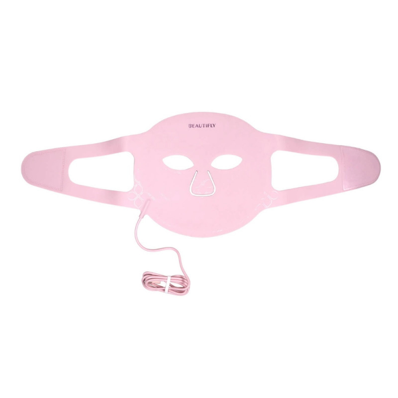 Фототерапевтична маска за лице Beautifly Aura Glam, 220 LED светлини, Колагенова регенерация и антиейдж ефект, 3 интензитета, Охлаждане, USB-C, Розов