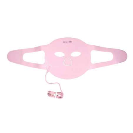 Фототерапевтична маска за лице Beautifly Aura Glam, 220 LED светлини, Колагенова регенерация и антиейдж ефект, 3 интензитета, Охлаждане, USB-C, Розов