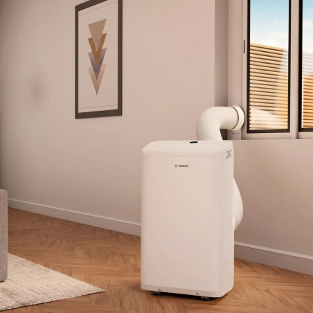 Мобилен климатик Bosch Cool 2000, 9000 BTU, 35 м2, А, Auto Swing, Таймер, LCD дисплей, Нощен режим, Бял
