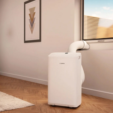 Мобилен климатик Bosch Cool 2000, 9000 BTU, 35 м2, А, Auto Swing, Таймер, LCD дисплей, Нощен режим, Бял