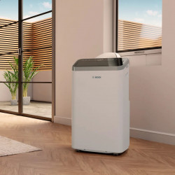 Мобилен климатик Bosch Cool 4000, 9000 BTU, 35 м2, А, Auto Swing, Таймер, LCD дисплей, Нощен режим, Бял/черен