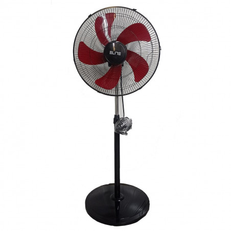 Вентилатор Elite EFS-1302, 100W, 45 см, 3 скорости, 5 перки, Кръгла основа, Черен/Червен