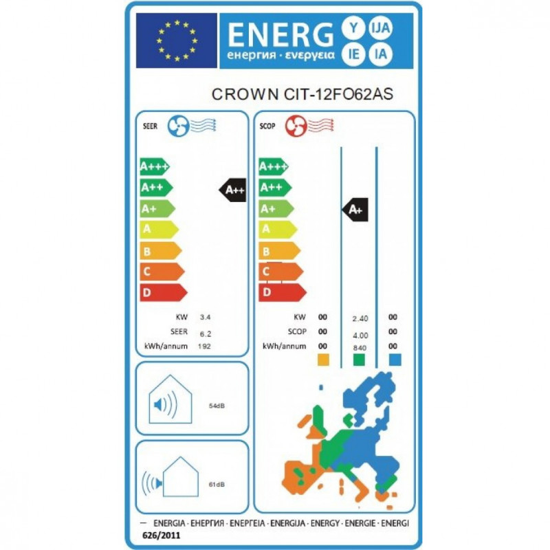 Инверторен климатик Crown CIT-18FO62AS, 18000 BTU, А++, Карбонов и сребърен филтър, Самопочистване, Саморазмразяване, Бял
