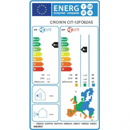 Инверторен климатик Crown CIT-18FO62AS, 18000 BTU, А++, Карбонов и сребърен филтър, Самопочистване, Саморазмразяване, Бял