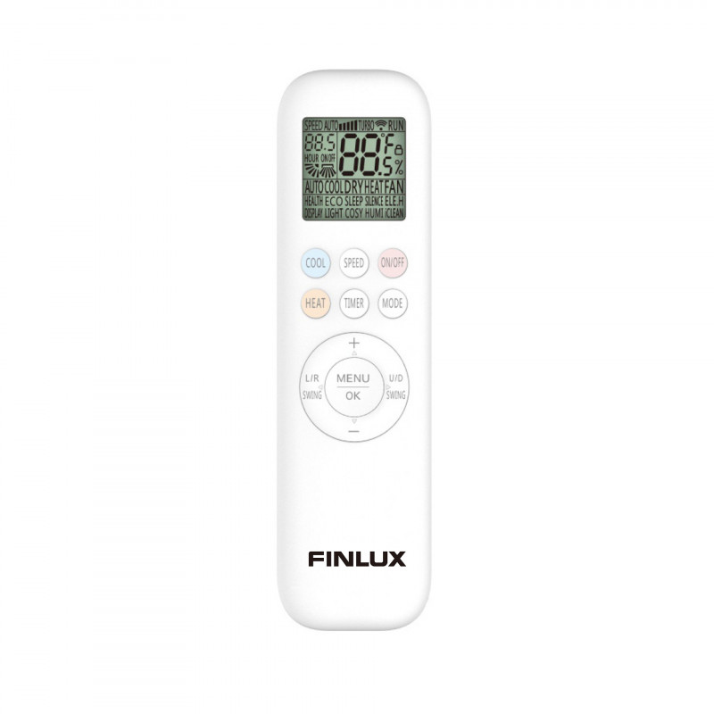 Инверторен климатик Finlux 12FERRO87BRIS, 12000 BTU, А+++, 30 м2, Wi-Fi, Комфортен бриз, 4D обдухване, Нагревател на външно тяло, Инокс