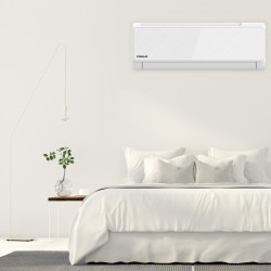 Инверторен климатик Finlux 24QUA58LIS, 24000 BTU, 55 м2, A+++, Wi-Fi, Нагревател на външно тяло, Плазмен филтър, 4D обдухване, Бял