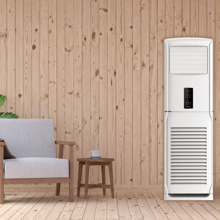 Колонен климатик Finlux 48KA3PH 48000 BTU, 120 м2, А+++, Трифазен, R32, 2100 м3/ч, Бял