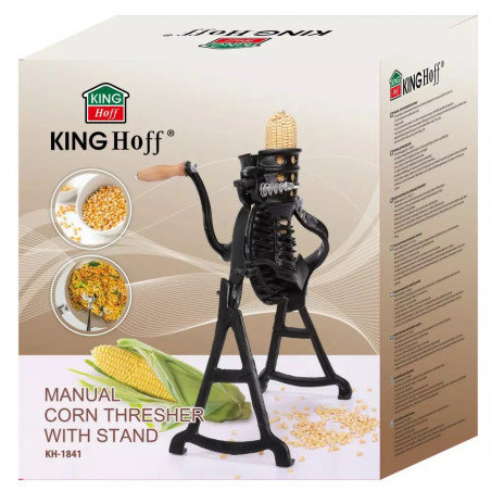 Чугунена мелница за царевица Kinghoff KH 1841, 60 кг/ч, Регулируем отвор, Черен