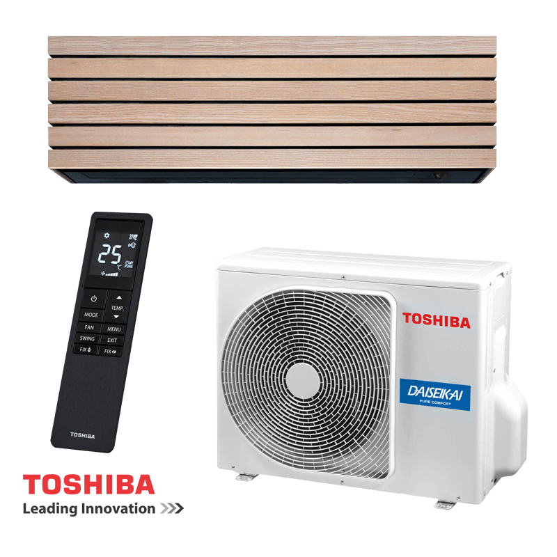 Инверторен климатик Toshiba Super Daiseikai 10 WOOD RAS-B10S4KVDG-E / RAS-10S4AVPG-E