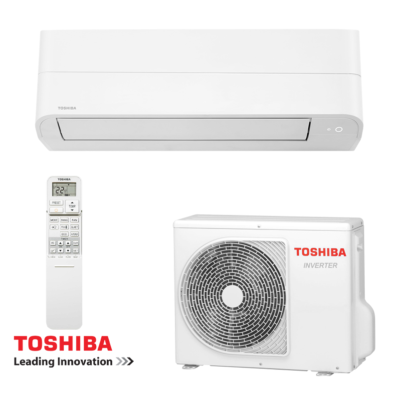 Инверторен климатик Toshiba Essento RAS-B10B2KV2G-E + RAS-10B2AVG-E2, 10000 BTU, 21 м2, А++, R-32, Бял
