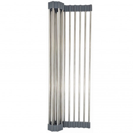Постелка за сушене на съдове Kinghoff KH 1903, 45х32 см, Устойчива на корозия, Силиконви краища, Неплъзгаща се, Сгъваема, Инокс/сив