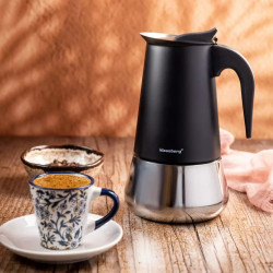 Кубинска кафеварка Klausberg KB 7847, 12 чаши, 600 мл, Неръждаема стомана, Индукция, Черен/Инокс
