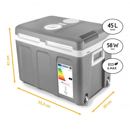Електрическа хладилна чанта First Austria FA-5170-2-USB, 58W, 40 л, Клас F, 240/12V, USB, Вътрешна организация, Сив/бял