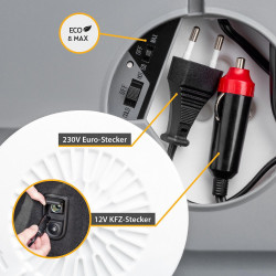 Електрическа хладилна чанта First Austria FA-5170-2-USB, 58W, 40 л, Клас F, 240/12V, USB, Вътрешна организация, Сив/бял