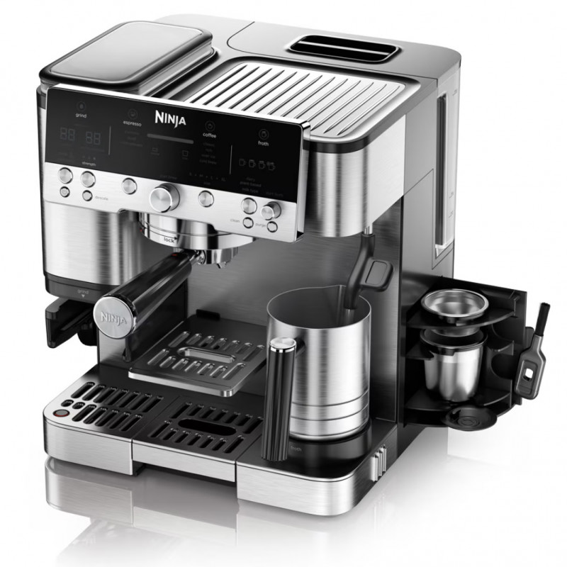 Кафеавтомат 3в1 Ninja Luxe Café Premier ES601, 1650W, 15 bar, 2л, Barista Assist, Безконтактно текстуриране, 4 режима, 3 темп. настройки, Инокс/черен