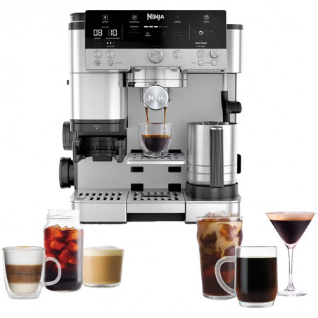 Кафеавтомат 3в1 Ninja Luxe Café Premier ES601, 1650W, 15 bar, 2л, Barista Assist, Безконтактно текстуриране, 4 режима, 3 темп. настройки, Инокс/черен