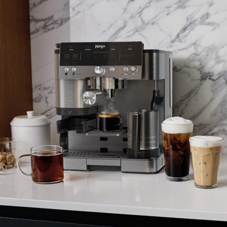 Кафеавтомат 3в1 Ninja Luxe Café Premier ES601, 1650W, 15 bar, 2л, Barista Assist, Безконтактно текстуриране, 4 режима, 3 темп. настройки, Инокс/черен