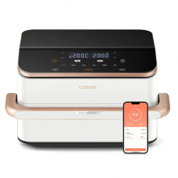Двоен фритюрник с горещ въздух Cosori Dual Blaze TwinFry CAF-TF101S, 10 л, 6 програми, 35-240 C, Таймер, ThermoIQ, Синхронизирано готвене и приключване, Бял