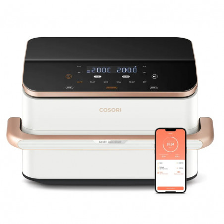 Двоен фритюрник с горещ въздух Cosori Dual Blaze TwinFry CAF-TF101S, 10 л, 6 програми, 35-240 C, Таймер, ThermoIQ, Синхронизирано готвене и приключване, Бял