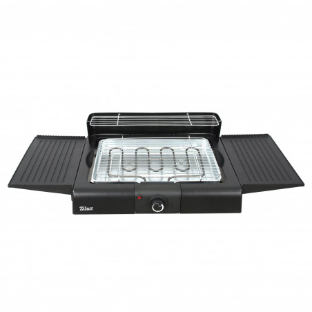 Електрическа скара на стойка Zilan ZLN 3789, 2400W, 43х28 см, Ветрозащита, Регулиране на решетката, Черен