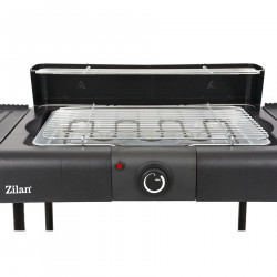 Електрическа скара на стойка Zilan ZLN 3789, 2400W, 43х28 см, Ветрозащита, Регулиране на решетката, Черен