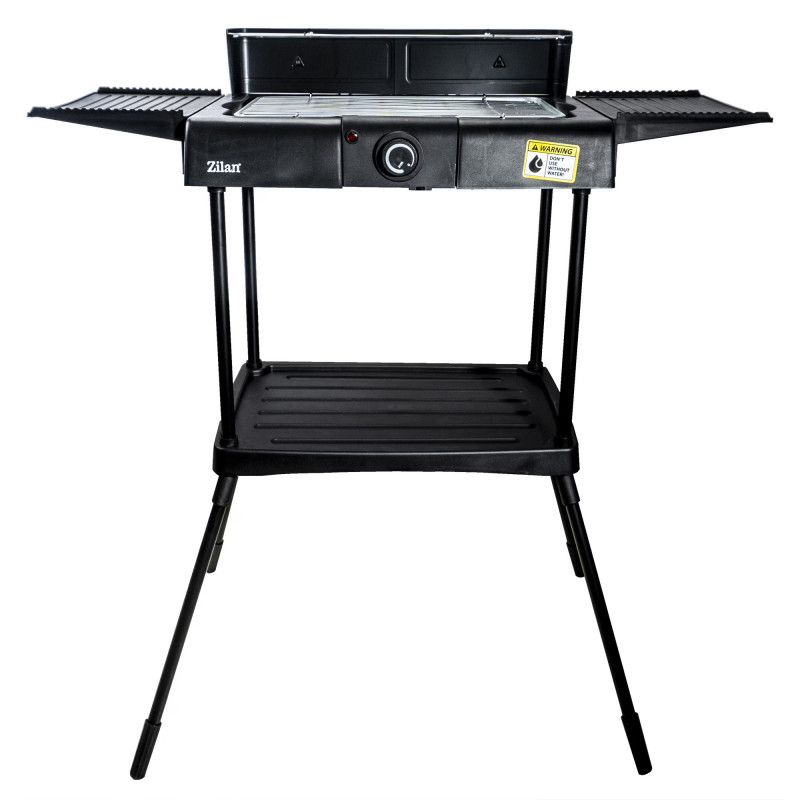 Електрическа скара на стойка Zilan ZLN 3789, 2400W, 43х28 см, Ветрозащита, Регулиране на решетката, Черен
