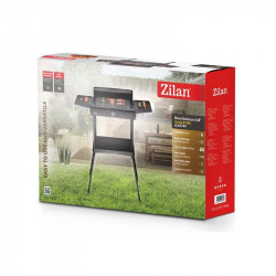Електрическа скара на стойка Zilan ZLN 3789, 2400W, 43х28 см, Ветрозащита, Регулиране на решетката, Черен