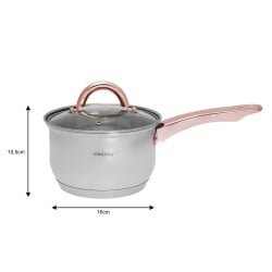 Комплект тенджери и тиган Kinghoff KH 1765, 12 ч, Индукция, Инокс/розово злато