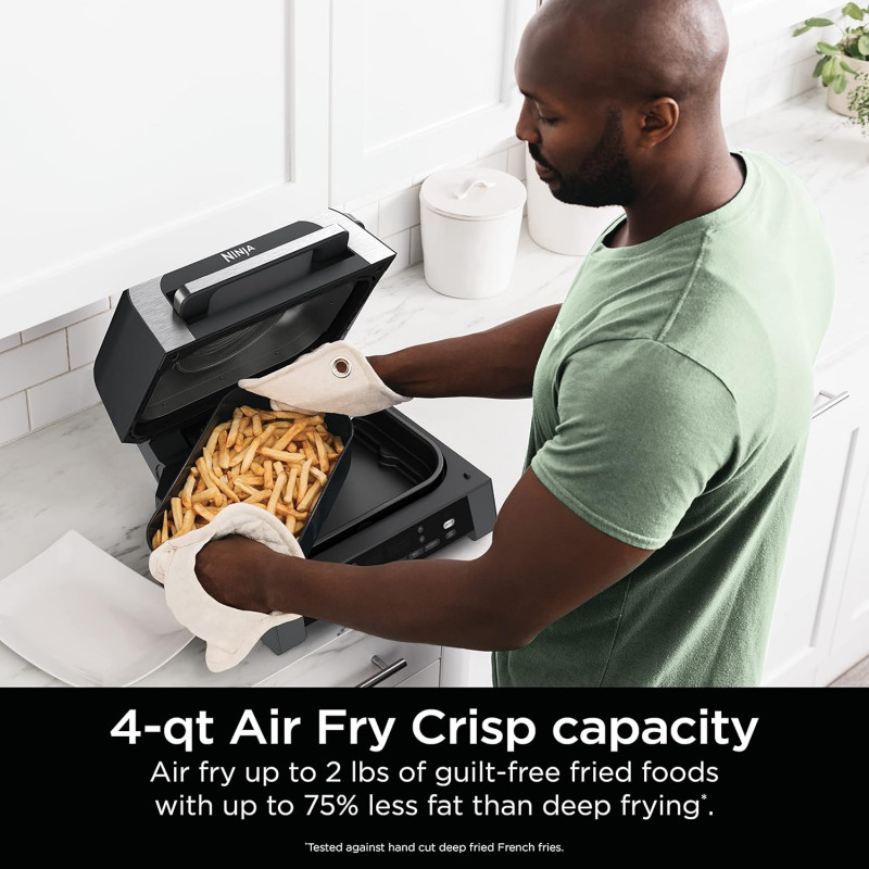 Електрическа скара 6в1 Ninja Foodi Smart DG551EU, 1760W, 6 режима на готвене, Фритюрник 4 л, Съд за готвене 4 л, Грил, 260C MAX, Инокс/черен