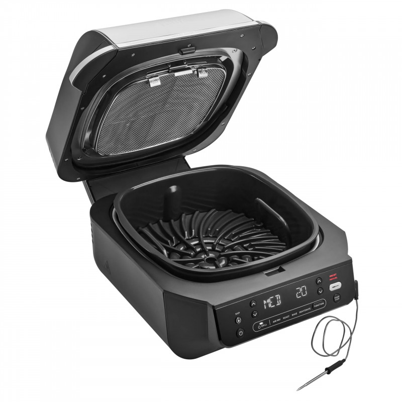 Фритюрник с горещ въздух и грил 5в1 Ninja Foodi Smart EG351EU, 1760W, 5.7 л, До 4 порции, 5 режима, Cyclonic Air, Smart Cook, Керамично покритие, Черен/инокс
