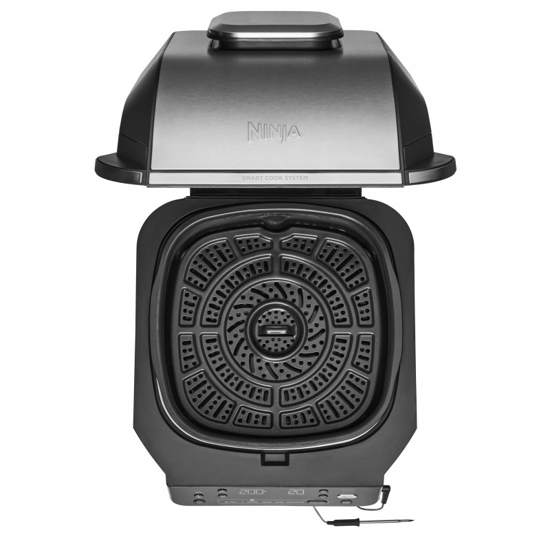 Фритюрник с горещ въздух и грил 5в1 Ninja Foodi Smart EG351EU, 1760W, 5.7 л, До 4 порции, 5 режима, Cyclonic Air, Smart Cook, Керамично покритие, Черен/инокс