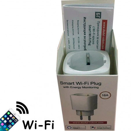 Преходник за контакт OEM, SMART, WiFi, 16А, 2.4Ghz, 1T1R, Мониторинг на електроенергията, Бял