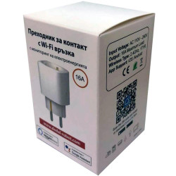 Преходник за контакт OEM, SMART, WiFi, 16А, 2.4Ghz, 1T1R, Мониторинг на електроенергията, Бял