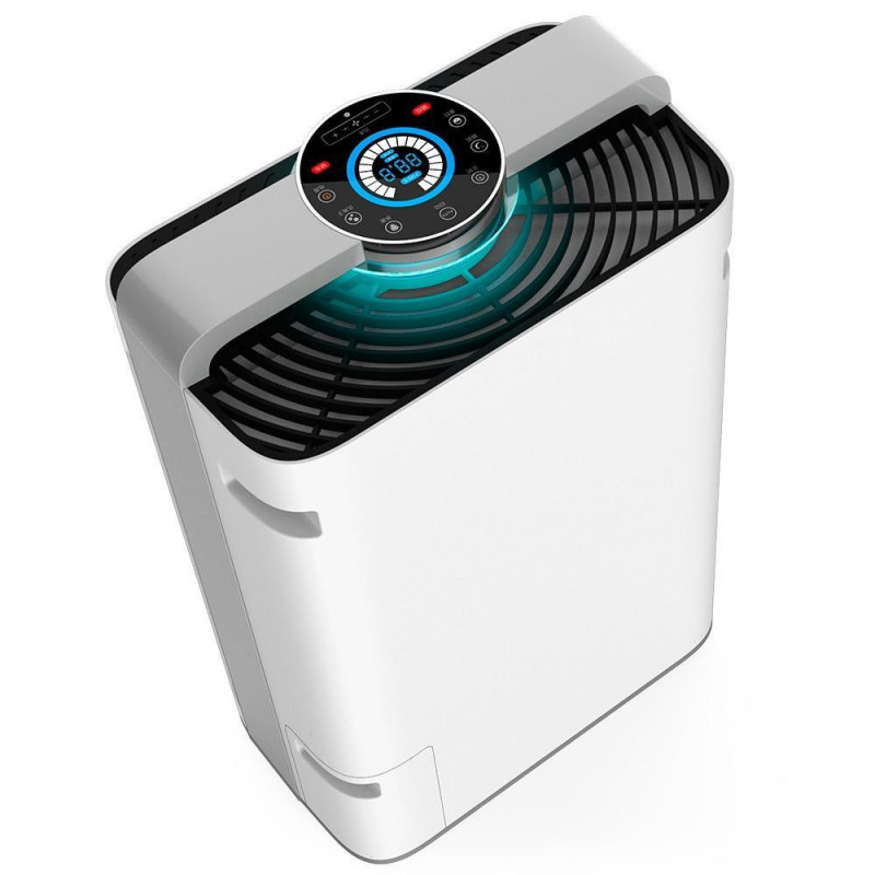 Пречиствател с овлажнител на въздух 2в1 Oberon 488, Wi-Fi, 85W, За до 60 м2, 488 м3/ч, 8 скорости, Йонизация, Дистанционно, Тъчскрийн, Бял/черен