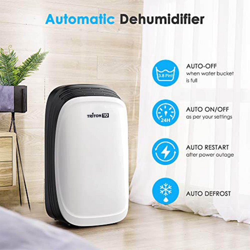 Влагоабсорбатор Attractive TRITON 10, 175W, 1.8 л, 10л/24ч, R290, Таймер, Автоматичен дефрост, Сензор за влажност, Бял/черен