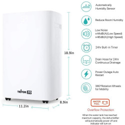 Влагоабсорбатор Attractive TRITON 20, 340W, 2.5 л, До 24л за 24ч, R290, Таймер, Автоматичен дефрост, Сензор за влажност, Бял